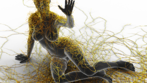 Neurony z widocznymi uszkodzeniami, typowymi dla stwardnienia rozsianego.